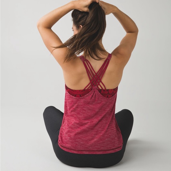 Lululemon Sunset Salutation Tank Heathered Cranberry snake red size 4 - Picture 1 of 7